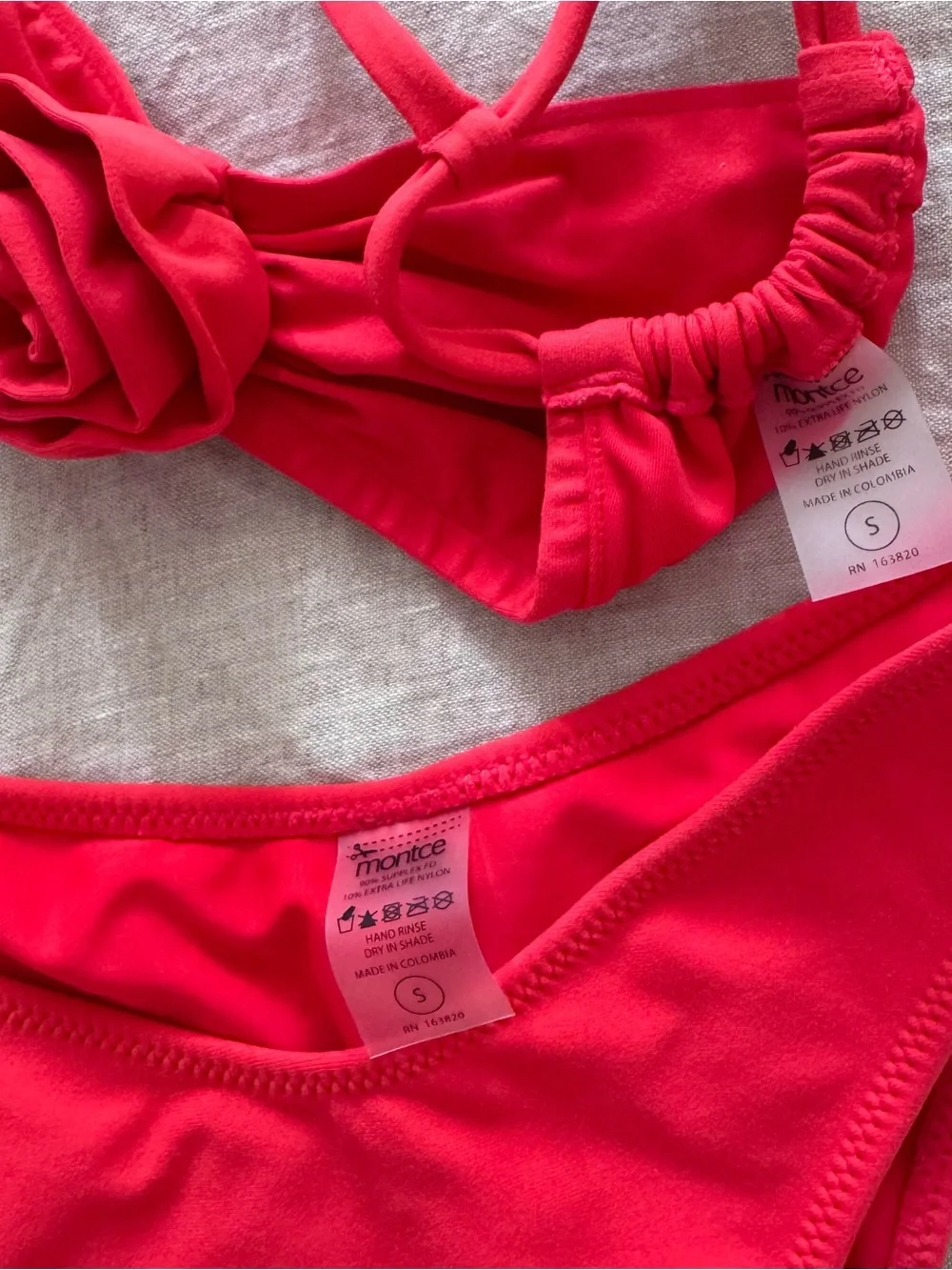 Montce Rosa Devin Bikini Top + Lulu Bottoms Cherry Size Small